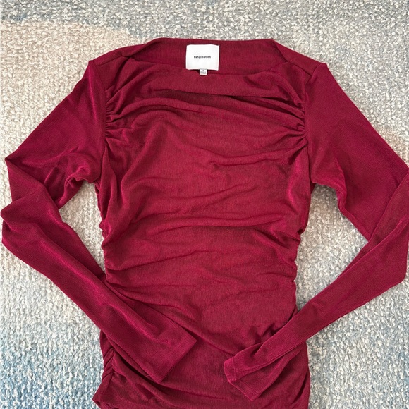 Reformation Deep Red Berlin Knit Top NWOT - Picture 2 of 2